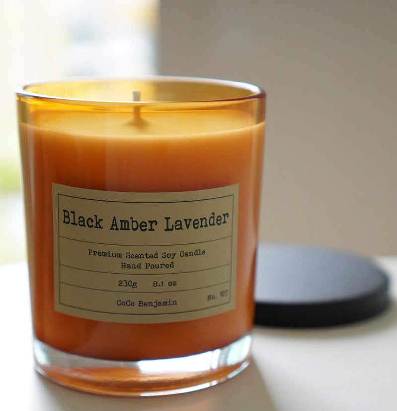 CoCo Benjamin 100% Soy, Highly Scented, Hand Poured Soy Candle (Black Amber Lavender) - Image 2